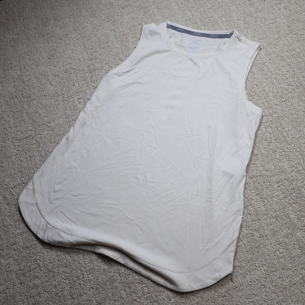 Jockey EverActive Womens Cream Tank Top 4-Way Stretch Curved Hem Size M T2090